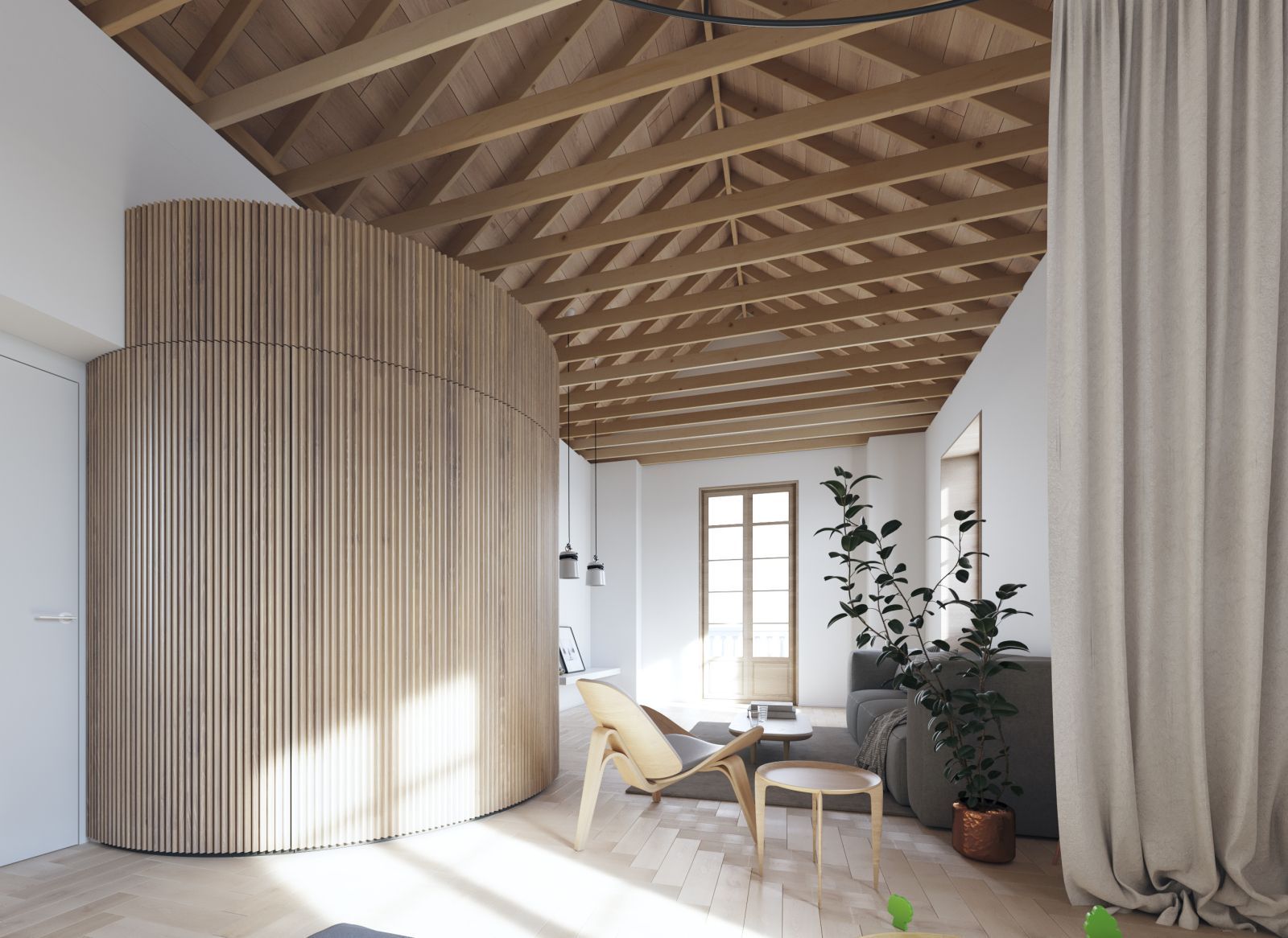 07 modern living room wood details